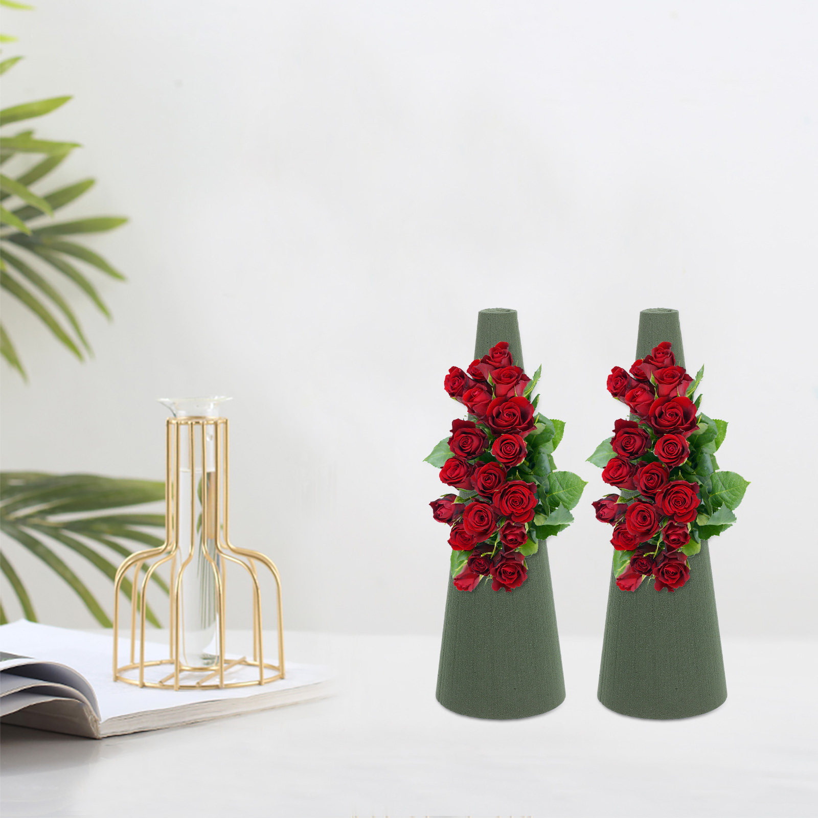 Bouquet Holder Foam - 2Pcs Green Cone Tree Crafts Floral