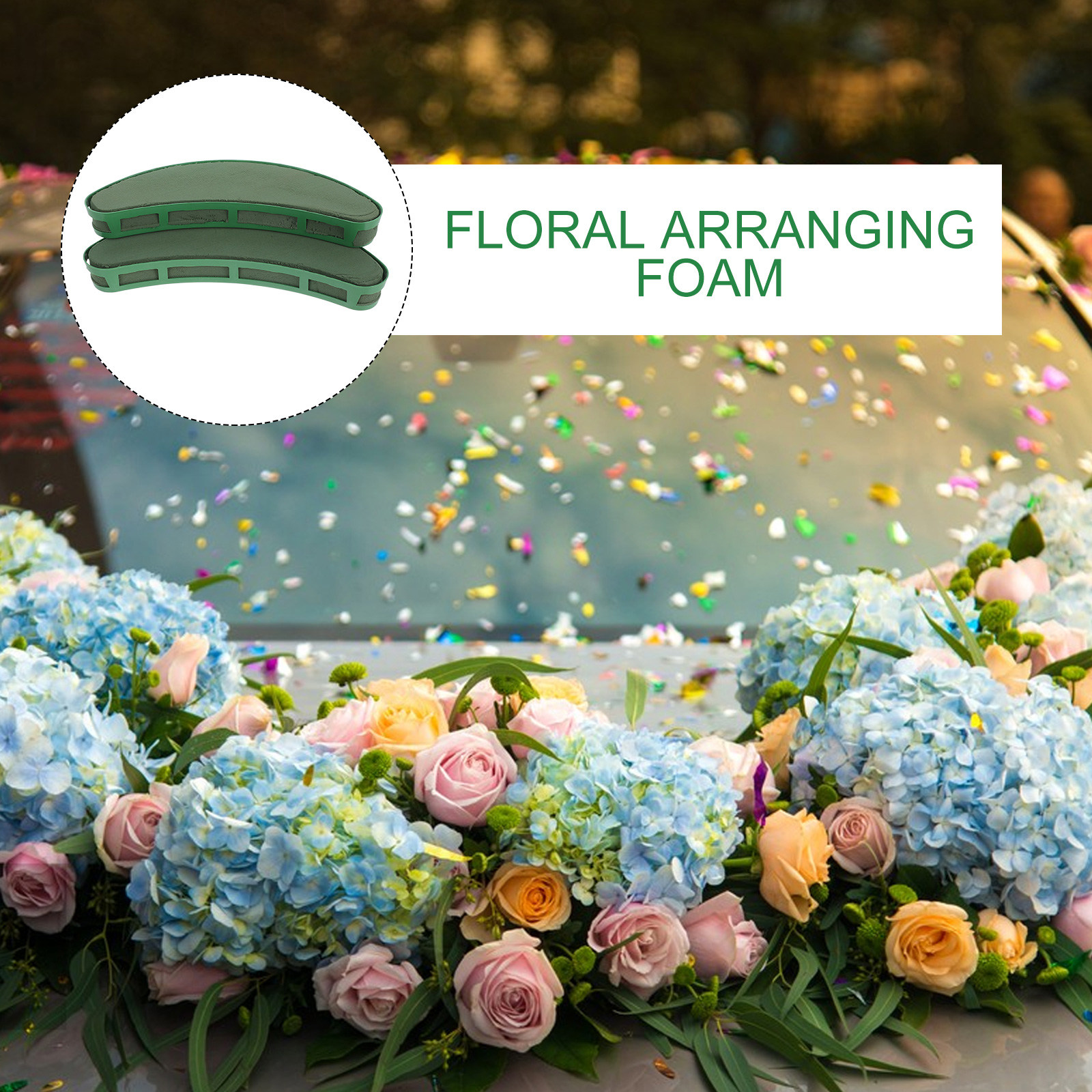 2Pairs Crescent Shape Green Fl - Bouquet Holder Foam บทวิจารณ์และราคา
