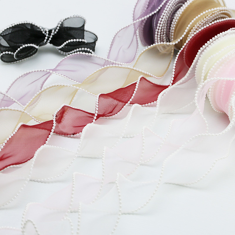 (5yards/roll)4cm Pearl Edge Wa - Ribbon Organza Roll บทวิจารณ์และราคา