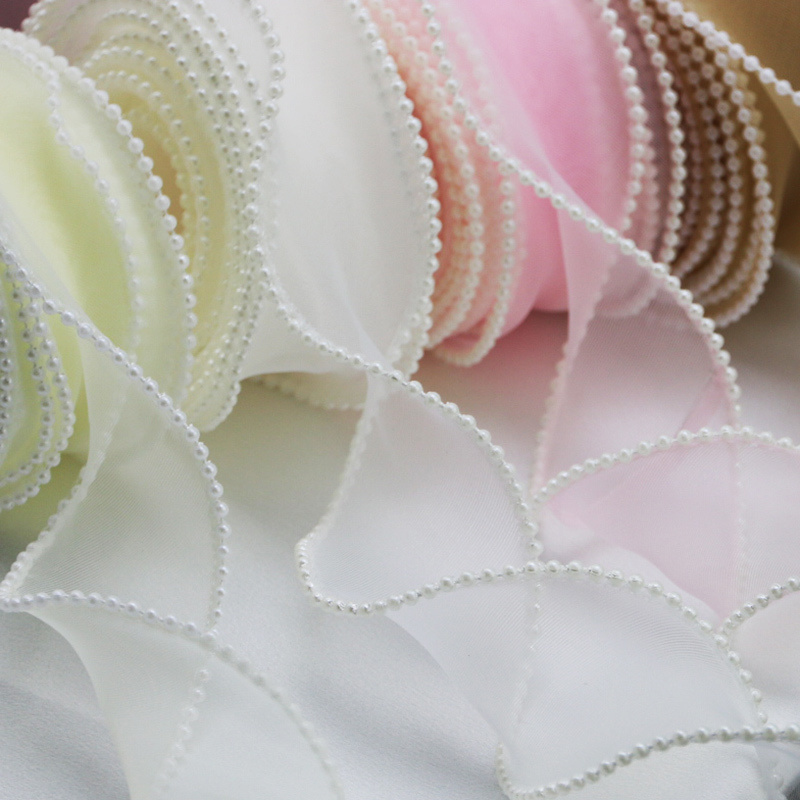 (5yards/roll)4cm Pearl Edge Wa - Ribbon Organza Roll บทวิจารณ์และราคา